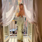 Apricot Backless Bandage Maxi Dress With Spaghetti Straps