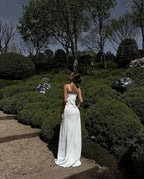 Lace Trim Maxi Dress With Spaghetti Straps And Slit