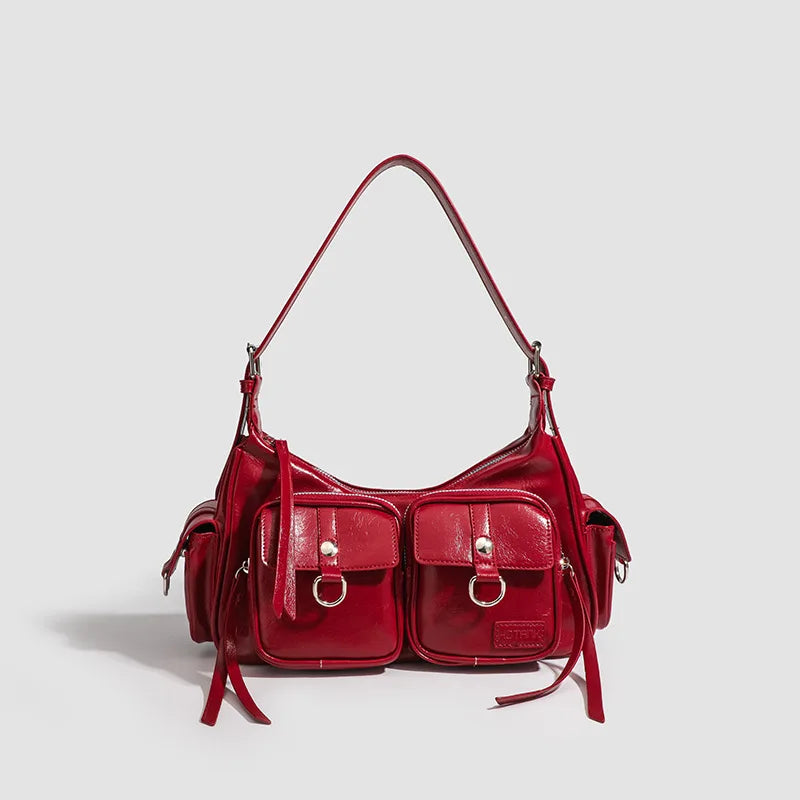 Urban Minimalist Women's Shoulder Bag in PU Leather With Zipper
