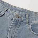 Floral Design Sense Casual Denim Trousers For Women High Waist Spliced Button  Loose Wide Leg Pants