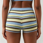 Striped Ribbed High Waist Shorts