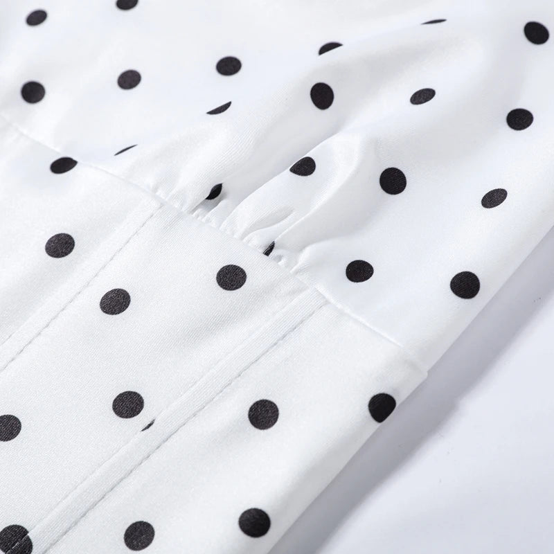 White With Black Dots Halter Top And Vest Capri Pants Set Two Piece