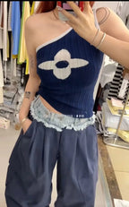 Dreamy Patchwork Camisole With Skew Collar