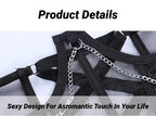 Underbust Punk Corset With Metal Chain Belt Gothic Lace Bustier Black