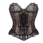 Leopard Print Mesh Corset Bustier