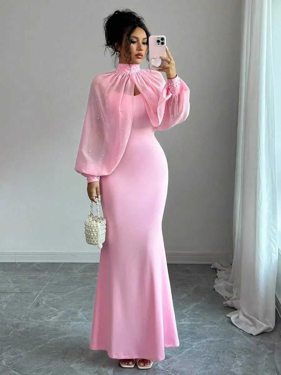 Elegant Mermaid Gown Beaded Body-con Slip Dress
