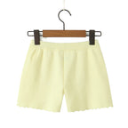 Vintage Two-piece Knit Cardigan And Elastic Waist Shorts Set