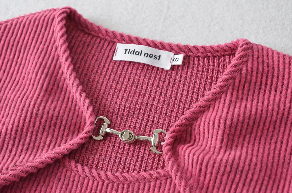 Crop T Shirt O neck Crop top Full Sleeve Chain Buckle Cape T-shirt Camis with Tee