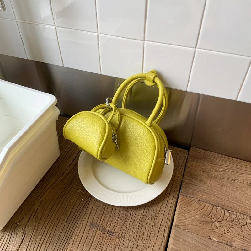 Mini PU Leather Crossbody Bag Set For Women With Short Handle Purses