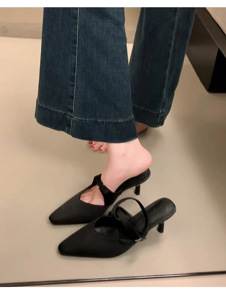 High Heel Sandals With Cross Ankle Strap And Slingback Pumps