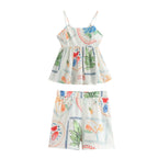 Plant Print Camisole And Shorts Set