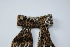 Leopard Print Halter Neck Crop Top With Lace Up Details And Backless Design
