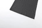 Black Lace Patchwork Two Piece Set With Backless Tube Top And Polka Dot Skirt