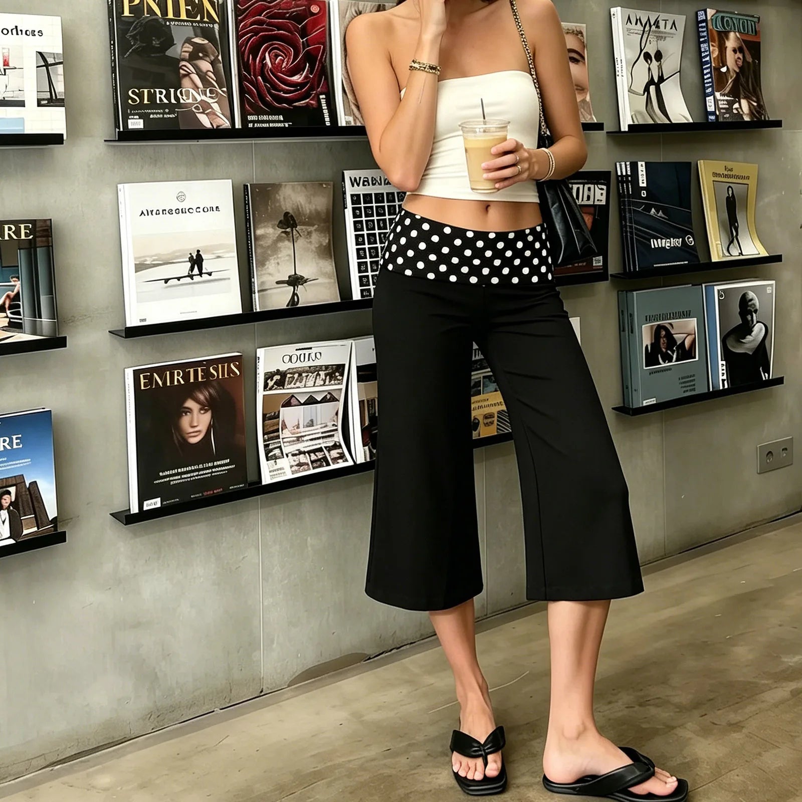 Striped Wide-Leg Palazzo Pants With Elastic Waist
