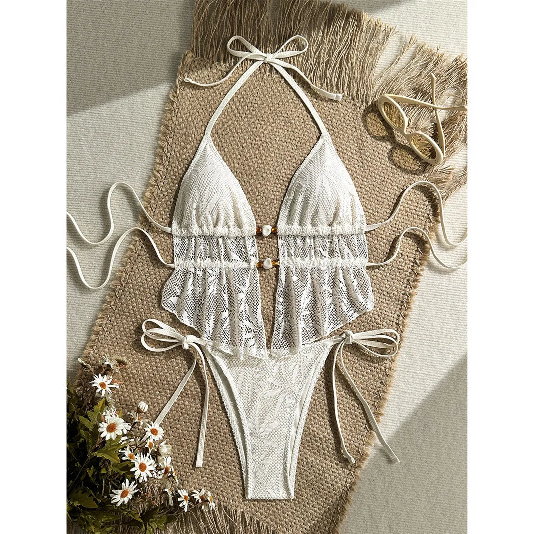 Hollow Out Tankini Halter Bikini Padded Two-pieces Bikini set