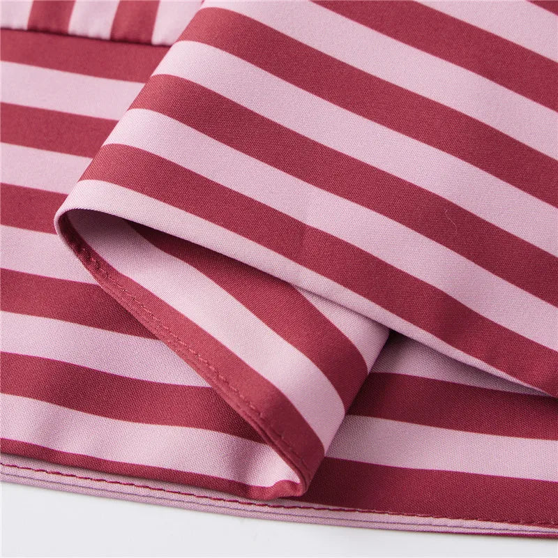 Striped Two Piece Pajama Set With Tie Shoulder Tank Top And Straight Pants