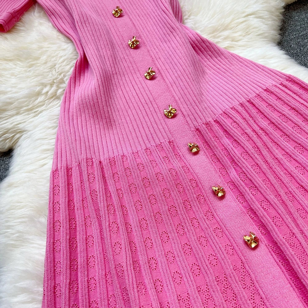 Patchwork Knitted Maxi Dress