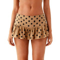 Dot Print Mini Skort With Ruffle Hem Low Rise