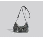 Denim Daydream Shoulder Bag With Chain Accent