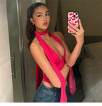 Spicy Flame Backless Vest With Deep V Neck For Versatile Style