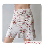 Floral Retro Mesh Mini Skirt With Fish Tail