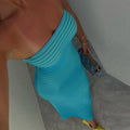 Striped Knitted Strapless Maxi Dress For Women With Backless Design
