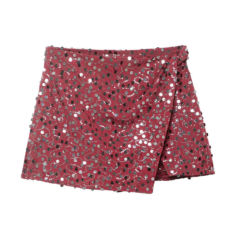 Glam Sequin High Waisted Mini Skirt