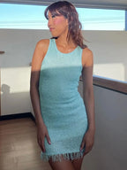 Knit Mini Dress With Tassels And Glitter