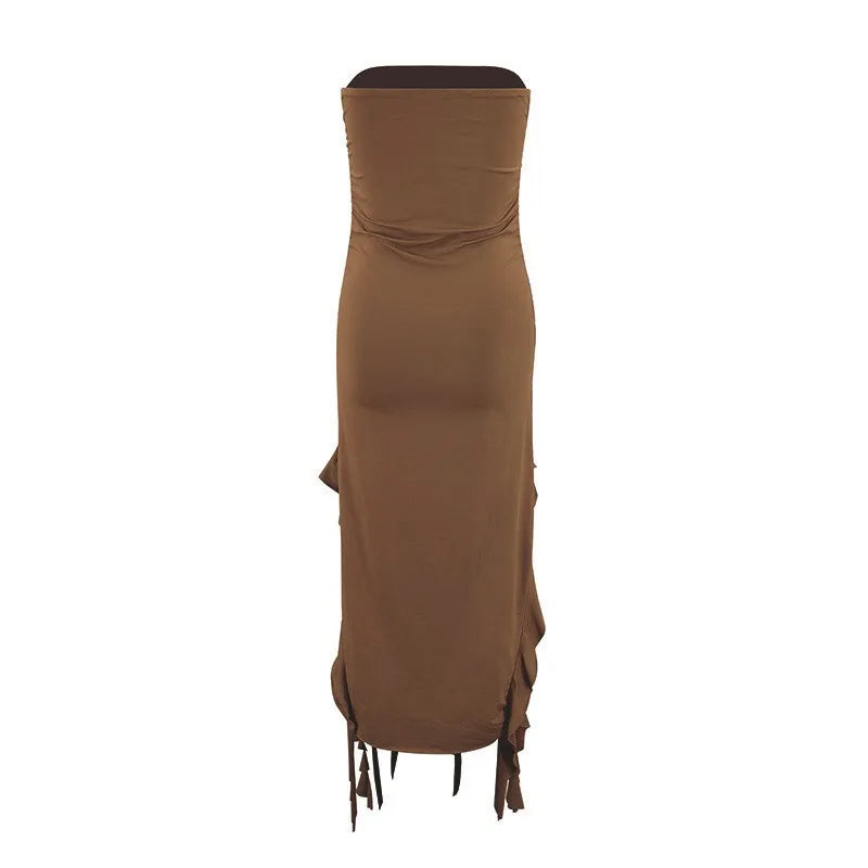 Tube Top Strapless Sexy Midi Dress