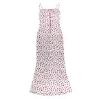 Floral Spaghetti Strap Maxi Dress With Lace Trim And Lace Up Detail