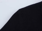 Knit Black Long Flute Dress With Buckle Detail