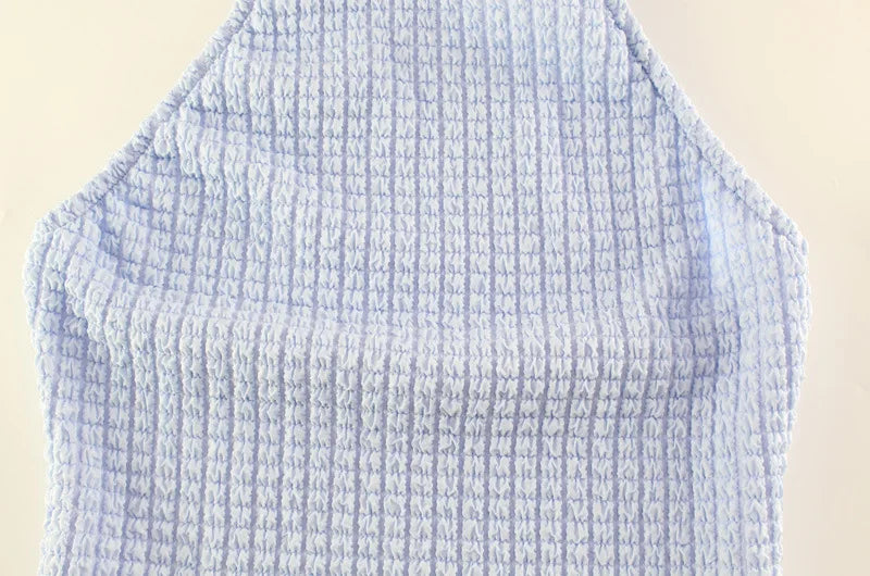 Sexy Halter Knit Two Piece Set Backless Bodice And Shorts Tracksuit