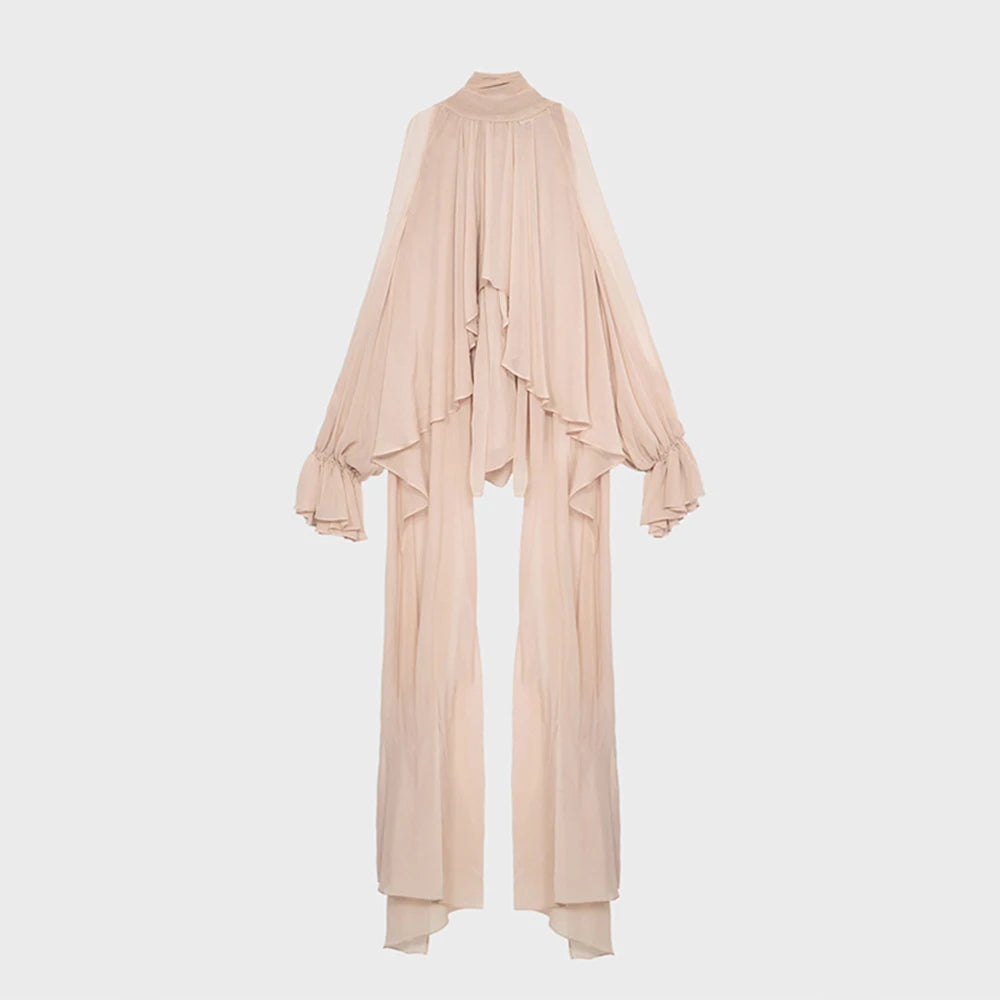 Off Shoulder Chiffon Blouse With Lightweight Fit Asymmetrical Hem And Bow Detail