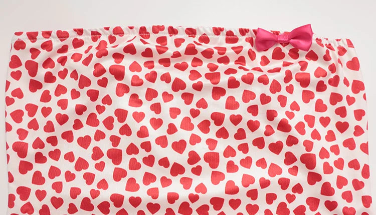Heart Print Strapless Hip Wrap Sheath Dress