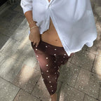 Polka Dot Sheer Midi Skirt With Mesh Details Flowy Maxi