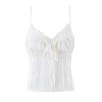 Sleek Backless V Neck Bow Crop Camisole Top
