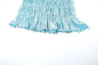 Fashion Metallic Shiny Women Ruched Crop Tops+Mini Skirts+Panties 3 Piece Outfits