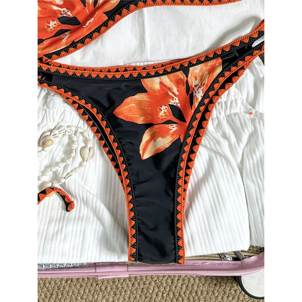 Floral Brazilian Bikini Set Two-Piece Swimsuit