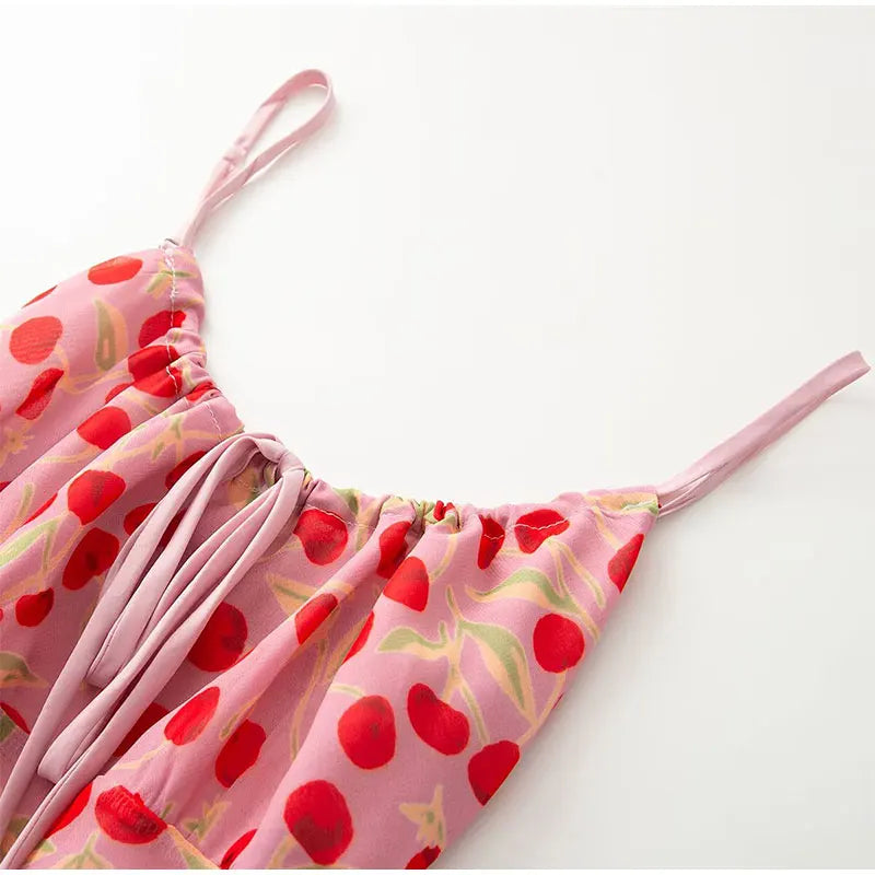 Retro Floral Lace Up Backless Maxi Dress