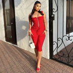 Two Piece Set For Women Sleeveless Tie Front Tank Top And Capri Pants