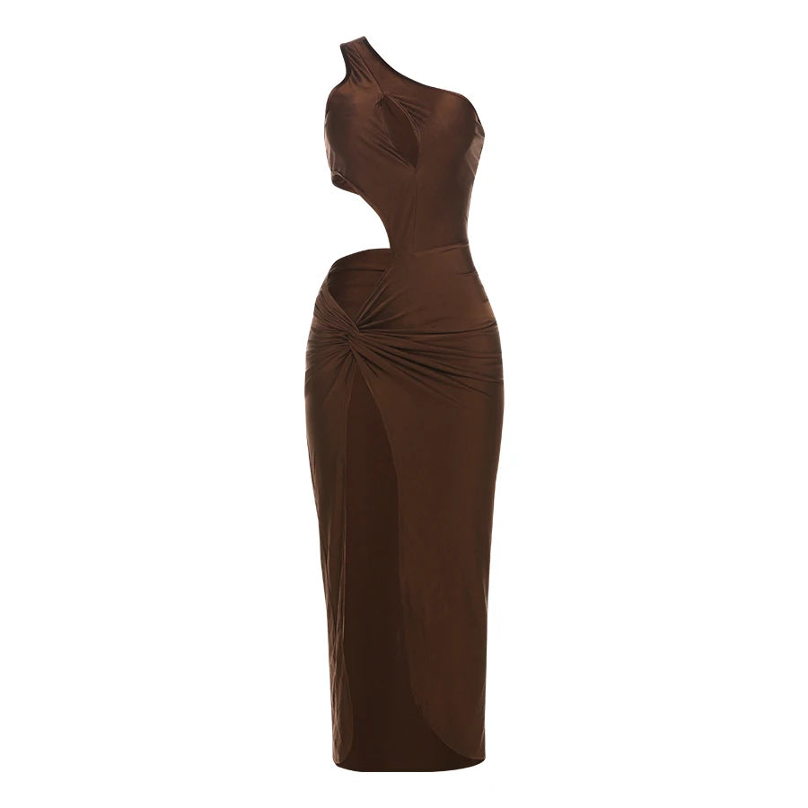 Irregular Knot Dress With Hollow Out Sleeveless High Waist