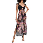 Floral Lace Patchwork Bodycon Dress Cutout Vneck Backless