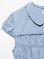 Sweet Retro-style Doll Neck Bubble Sleeve Women's Pleated Top
