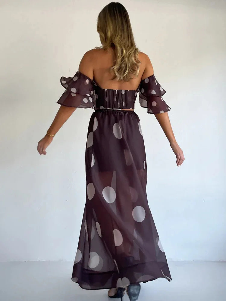 Sexy Print Asymmetrical Hem Long Skirt Set Fashionable Sleeveless Women's Polyester Fabric Casual Leisure Suit