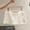 White Polka Dot Mini Skirt High Waist