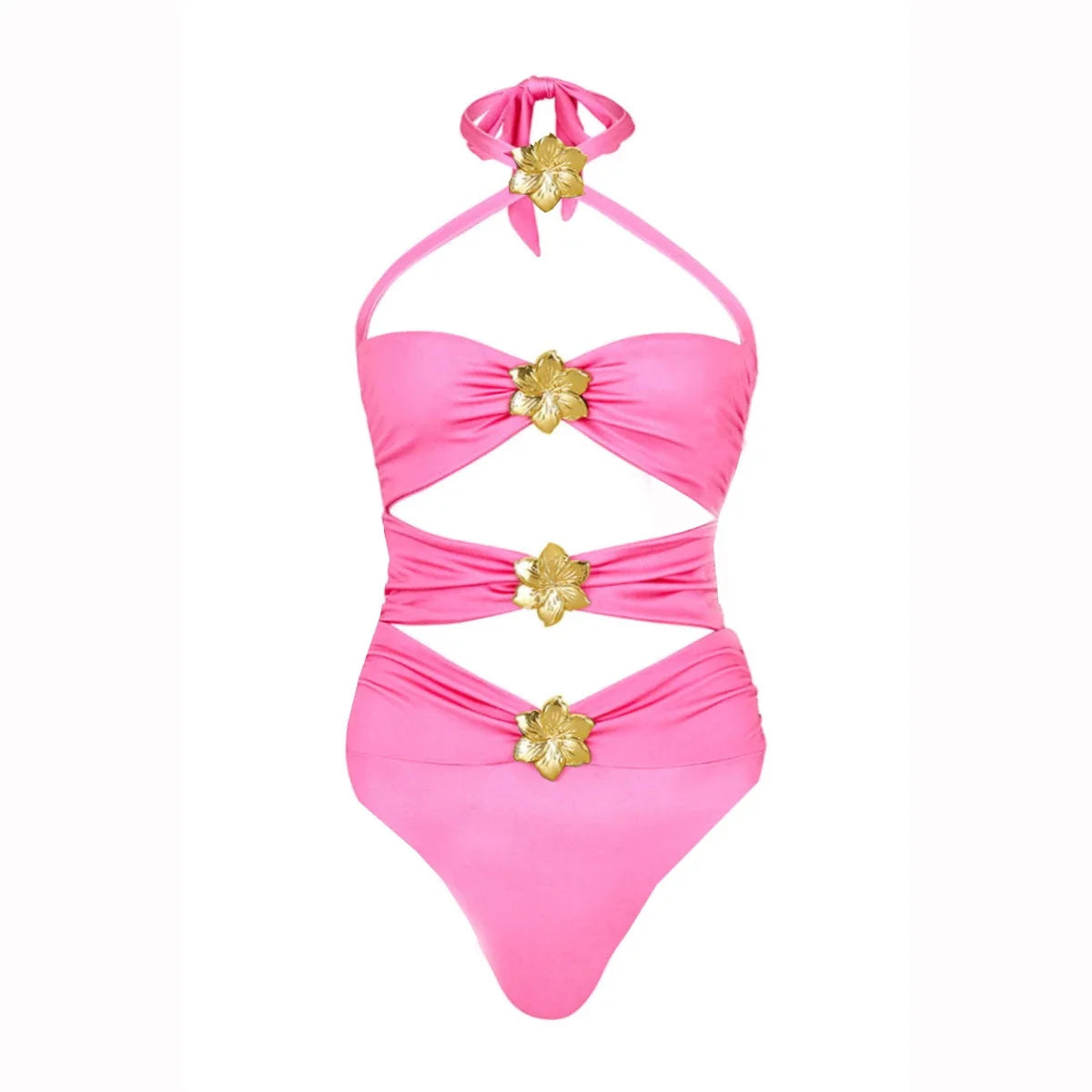 Off Shoulder Patchwork Belted One Piece Swimsuit With Cover Up for Beachside