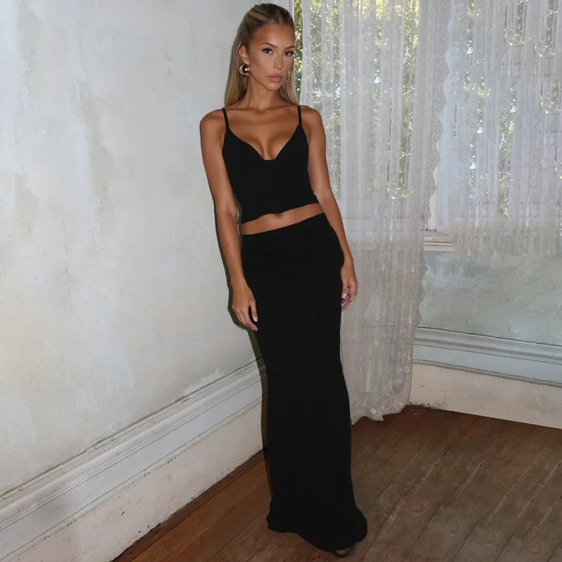 Crop Top And Maxi Skirt Set