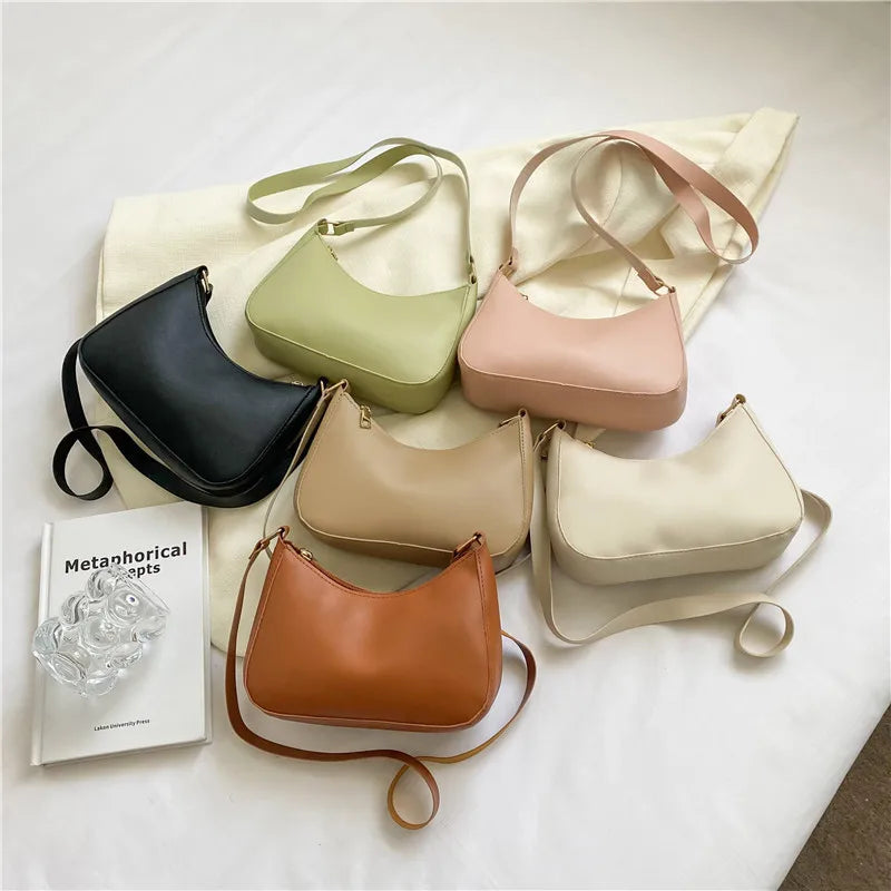 Solid Color Square Handbag Minimalist Crossbody Underarm Bag
