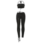 Midnight Halter Camisole Set With Shirred Pants