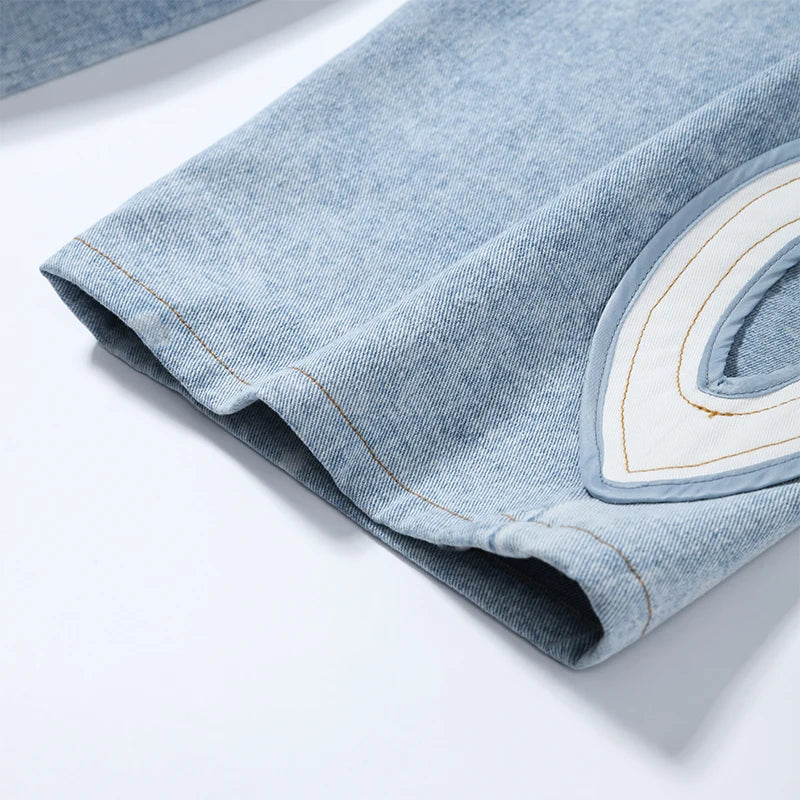 Side Hollow Out High Waist Jeans With Straight Leg Denim